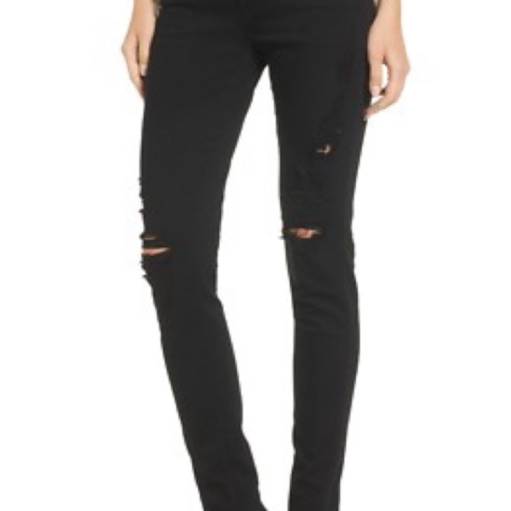 Ag Adriano Goldschmied Black Prima Cigarette Jeans in 5 years destroyed wash